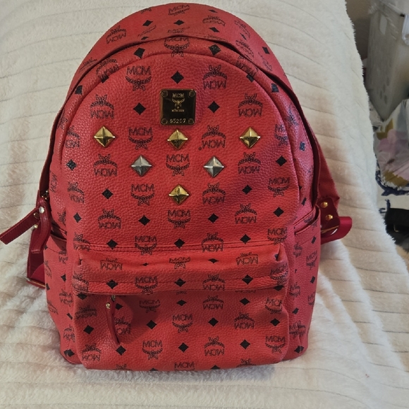 MCM Scarlet Backpack with Metallic Accents - Picture 1 of 14